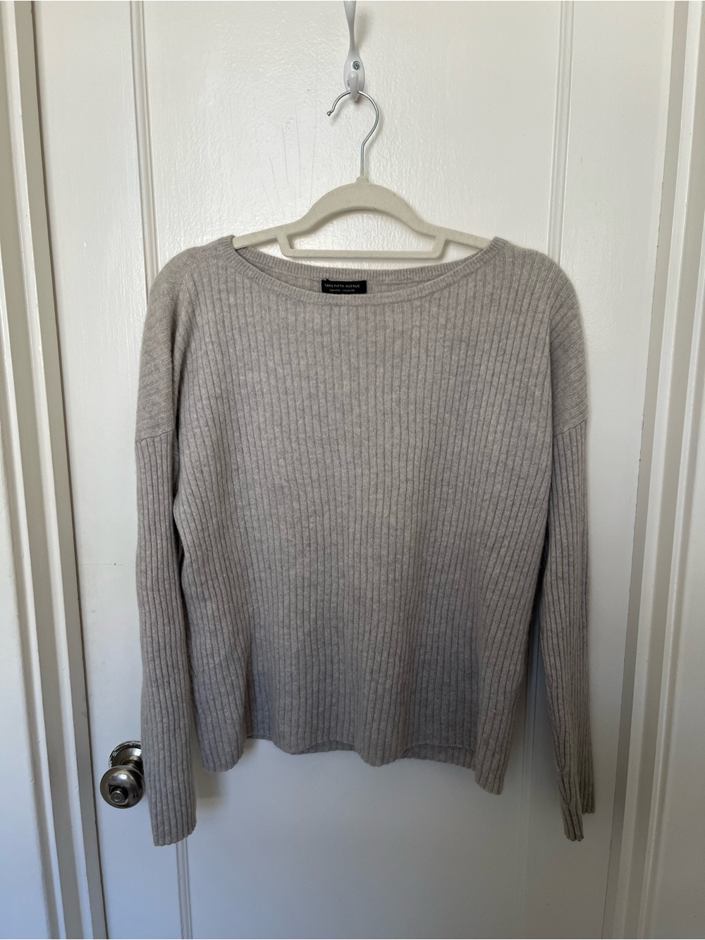 Saks Fifth Avenue Heather Grey Cashmere Ribbed Sweater